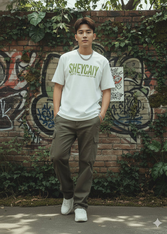 WHITE OVERSIZE NATURE T