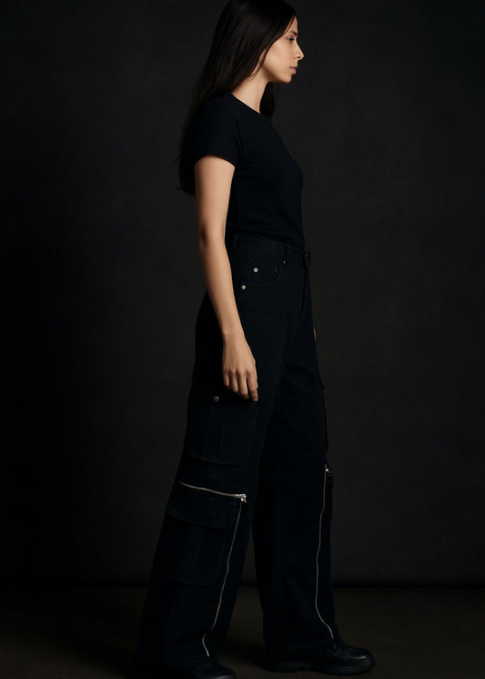 KNEE SPLIT ZIPPER CARGO