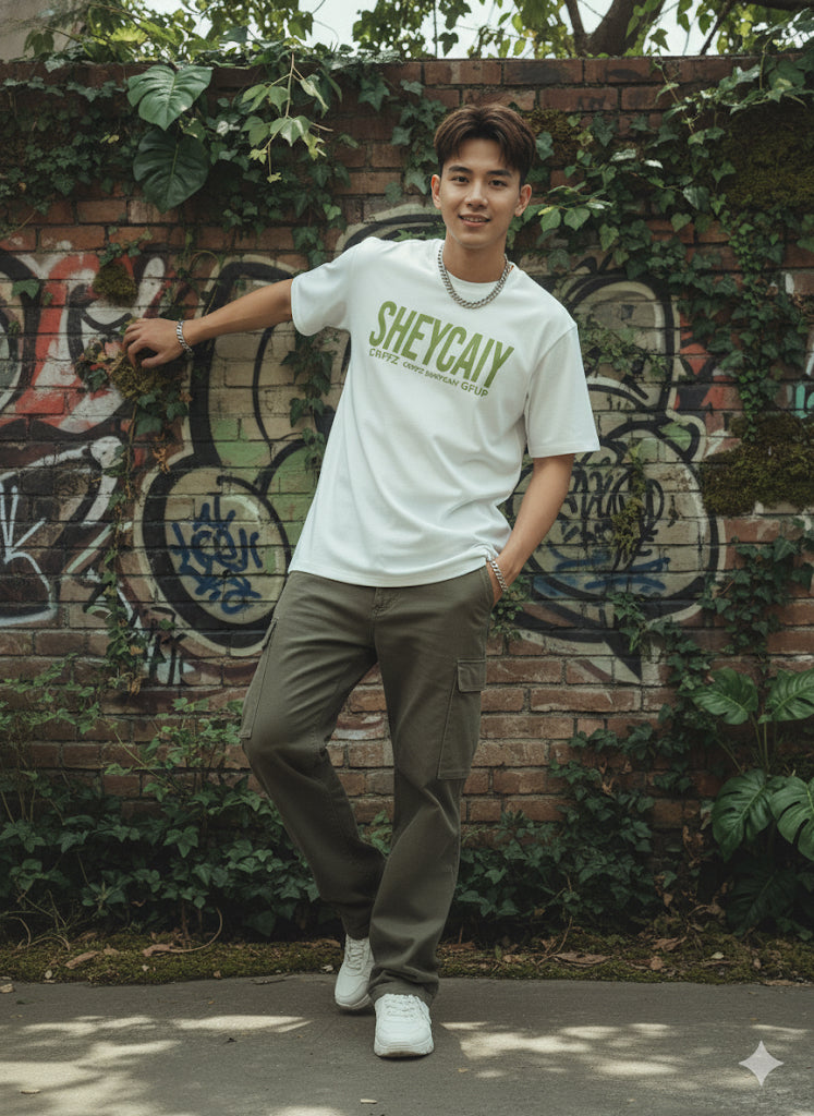 WHITE OVERSIZE NATURE T