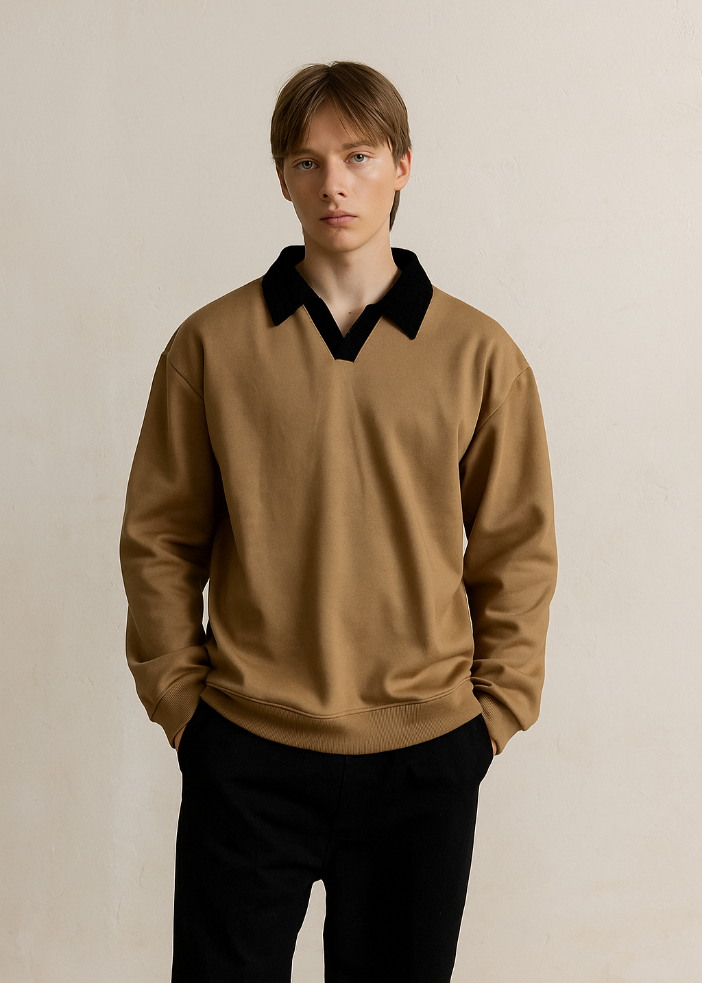 WOOD BROWN V NECK SHIRT