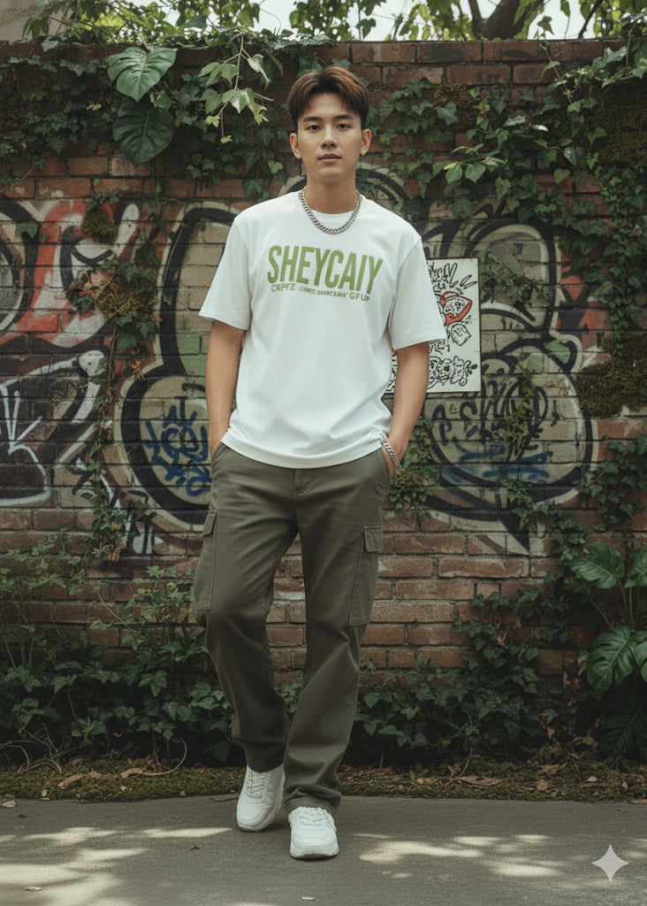 WHITE OVERSIZE NATURE T