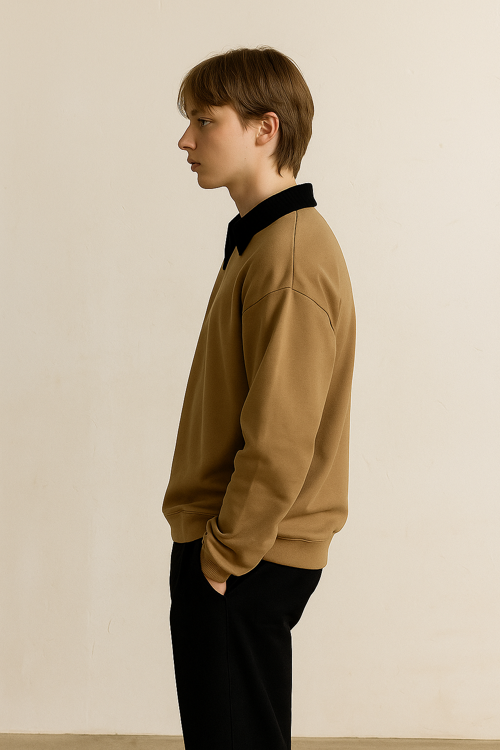 WOOD BROWN V NECK SHIRT