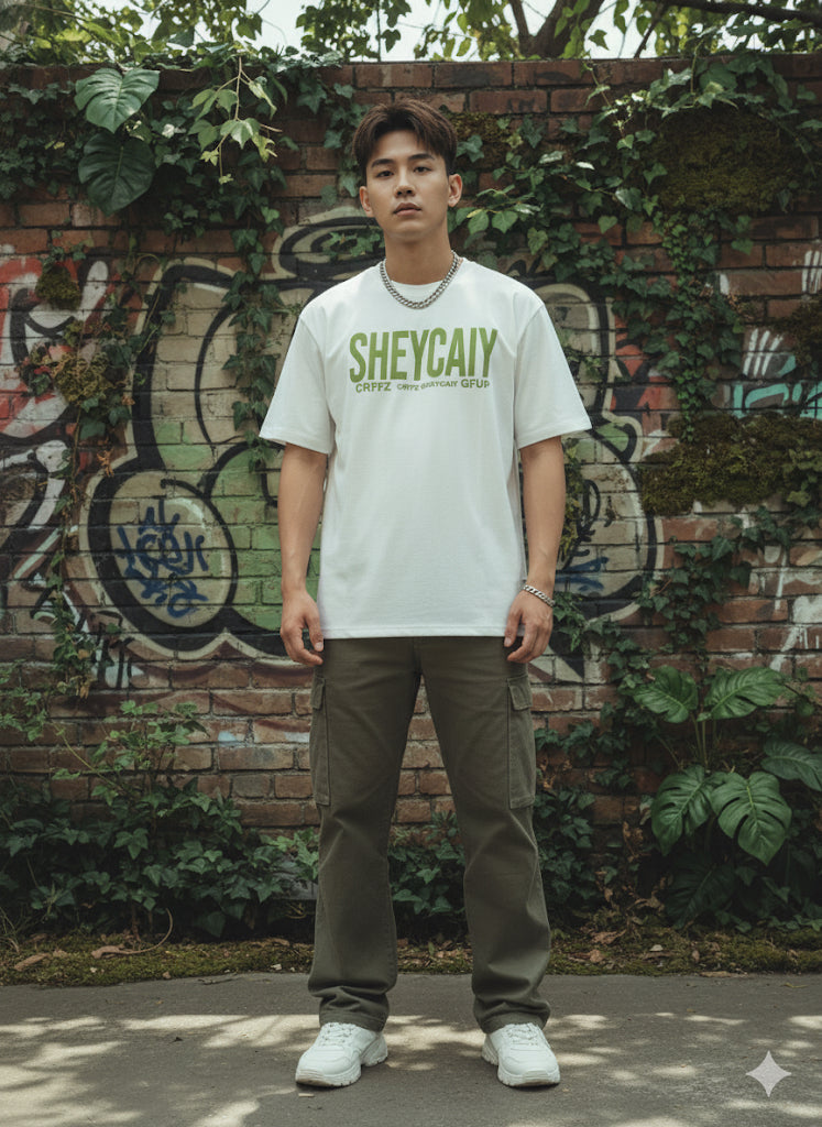 WHITE OVERSIZE NATURE T