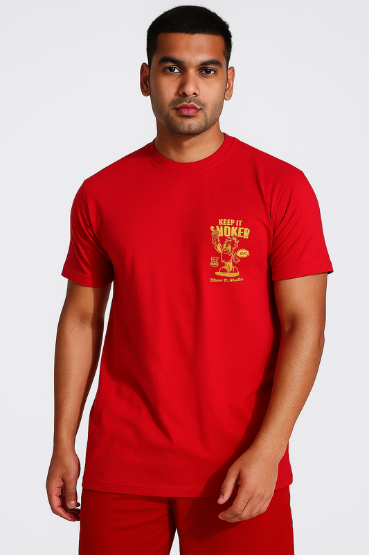 Men’s Red Graphic T-Shirt – “Keep It Smoker” Print